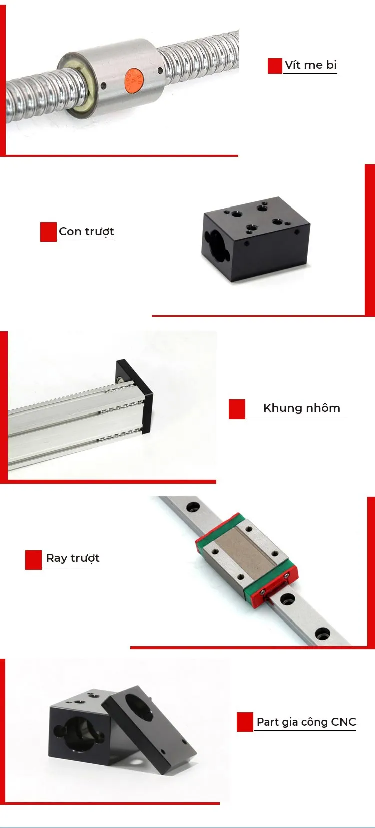 Cấu tạo trục vít me TLM40-S