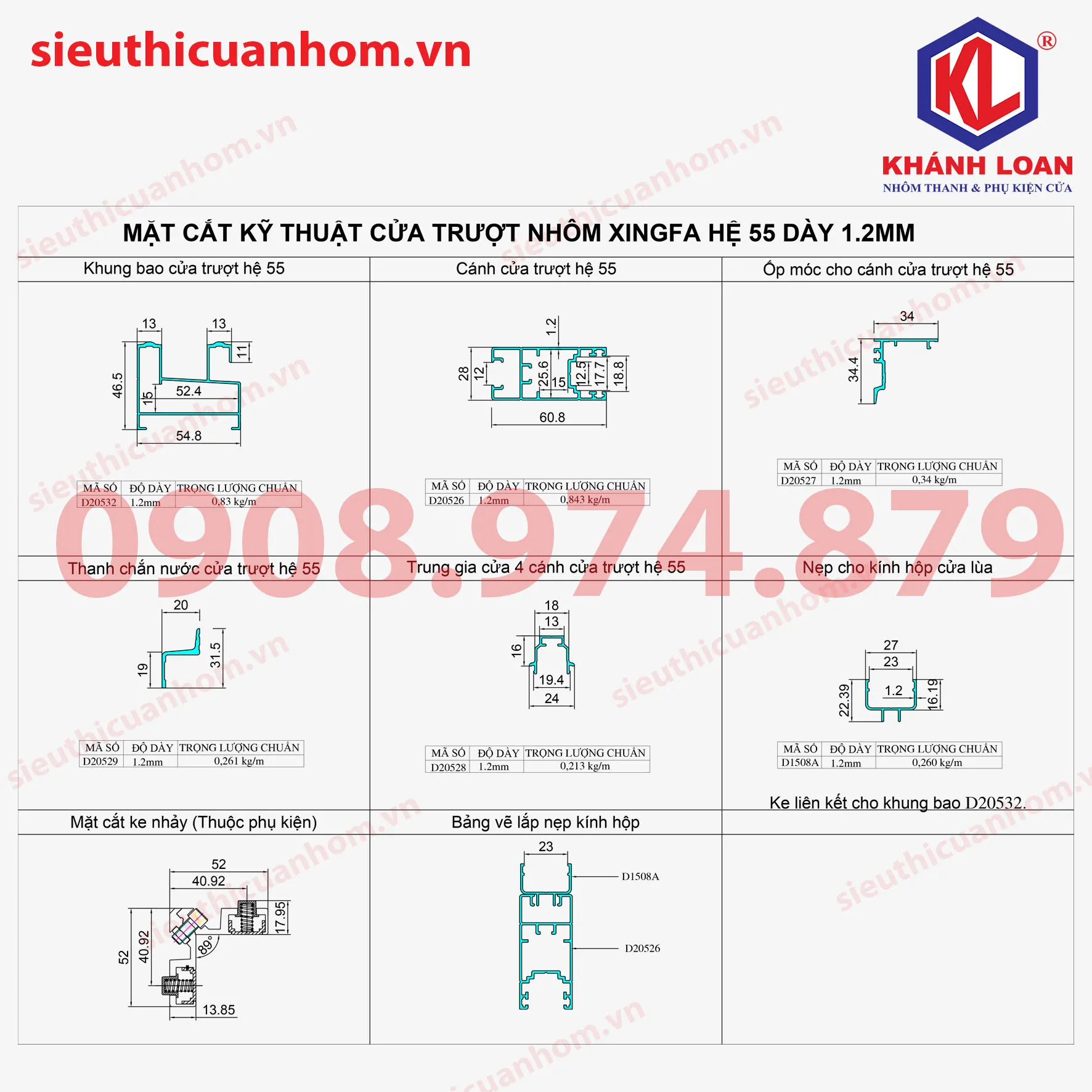 Hình ảnh minh họa cửa lùa nhôm kính hệ 55