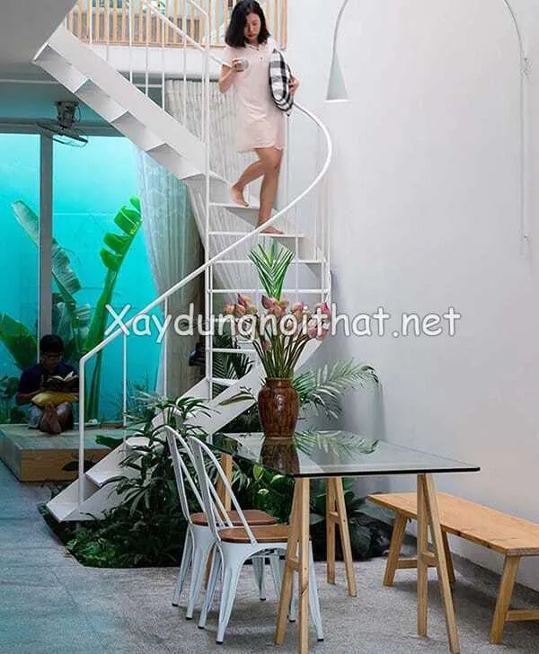 Mẫu cầu thang sắt lên gác 2 đẹp