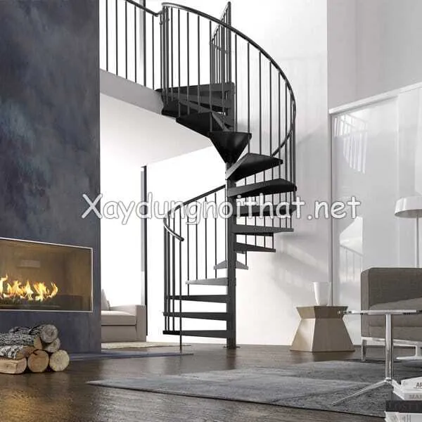 Mẫu cầu thang sắt gác lửng hiện đại
