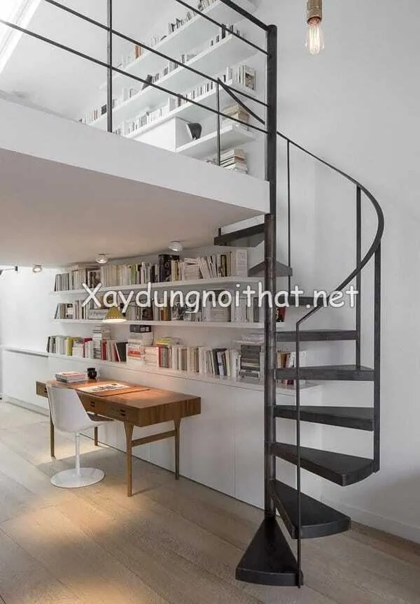 Cầu thang sắt gác lửng đẹp cho nhà hiện đại