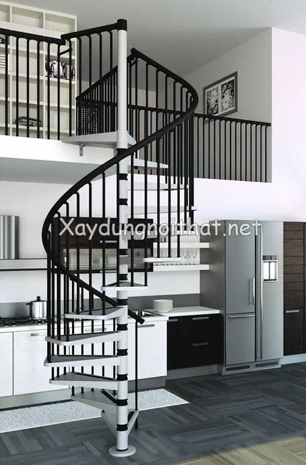 Mẫu cầu thang sắt gác lửng đẹp cho không gian sống