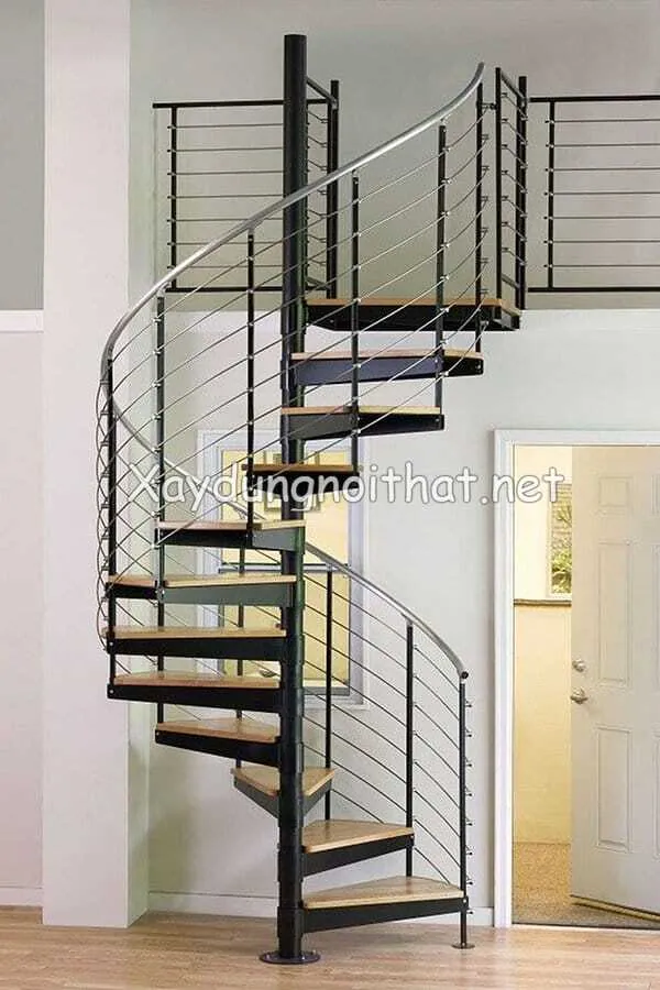 Mẫu cầu thang sắt gác lửng kiểu xoắn ốc