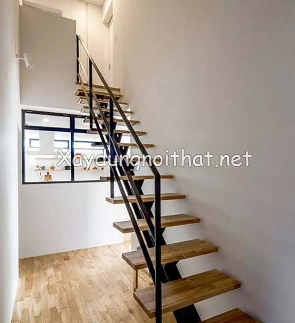Cầu thang sắt gác lửng kiểu xương cá