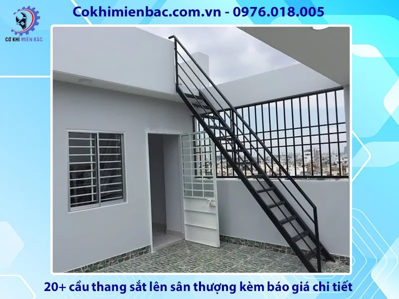 Cầu thang sắt thẳng với thiết kế tối giản
