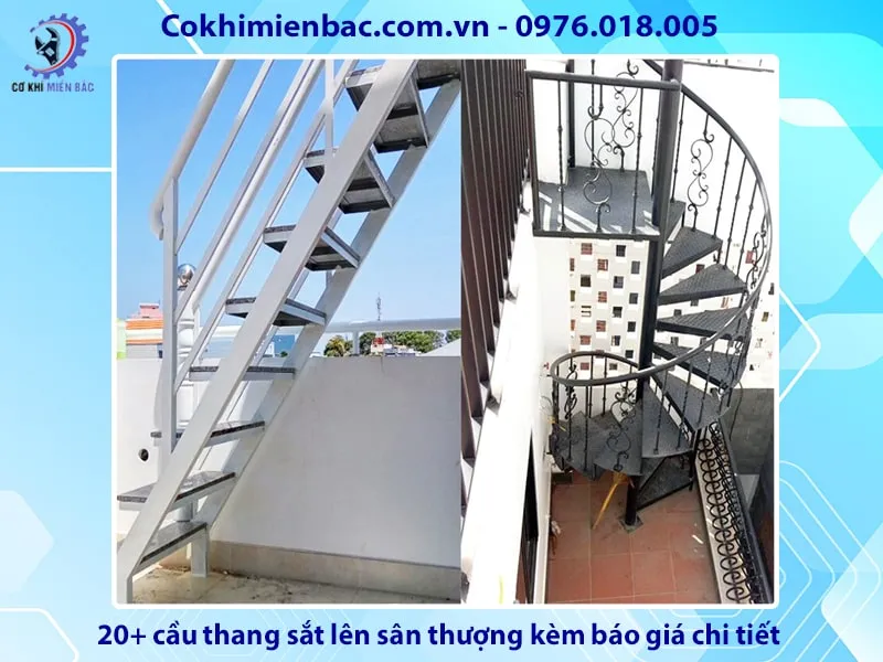 Mẫu cầu thang sắt lên sân thượng phổ biến