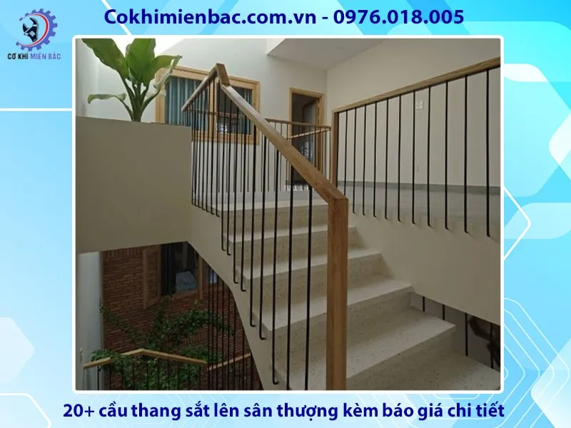 Mẫu cầu thang sắt hộp đơn giản, hiện đại