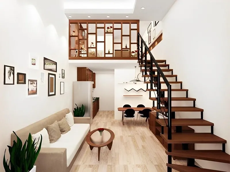 Mẫu cầu thang sắt hộp cho không gian nhỏ