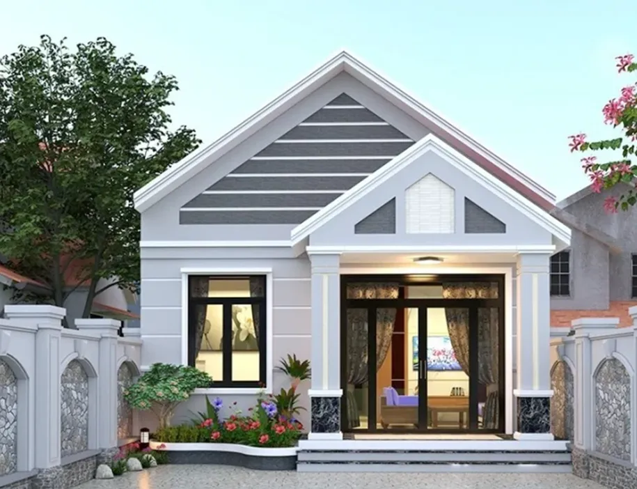 Mẫu nhà cấp 4 100m2 mái thái hiện đại.