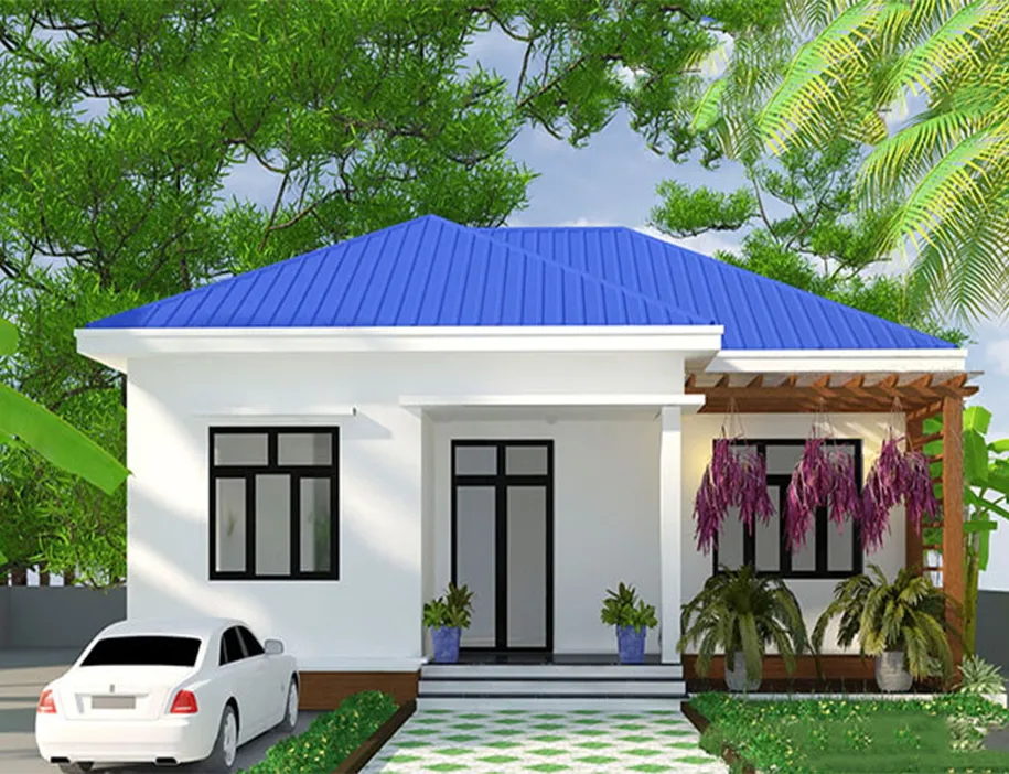 Mẫu nhà cấp 4 100m2 mái tôn tiết kiệm chi phí.