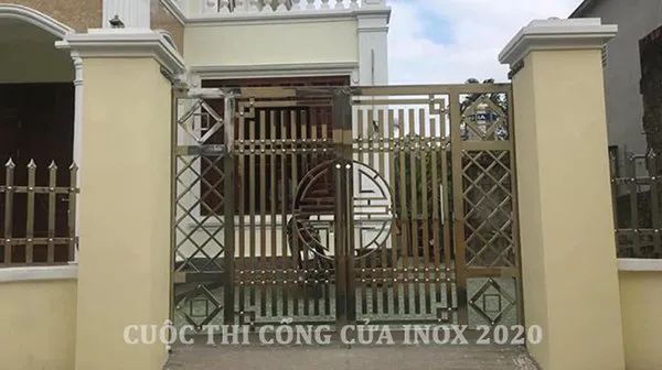 Cổng inox 4 cánh phổ thông