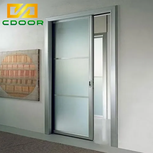 Cửa lùa nhà vệ sinh nhôm kính tông màu ghi sáng