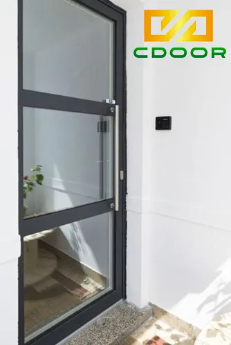 Thiết kế cửa nhôm 1 cánh chia 3 ô ngang đơn giản