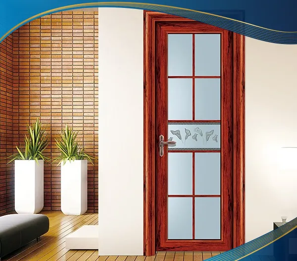Cửa đi 1 cánh chia ô đứng kết hợp chia đố ngang màu vân gỗ