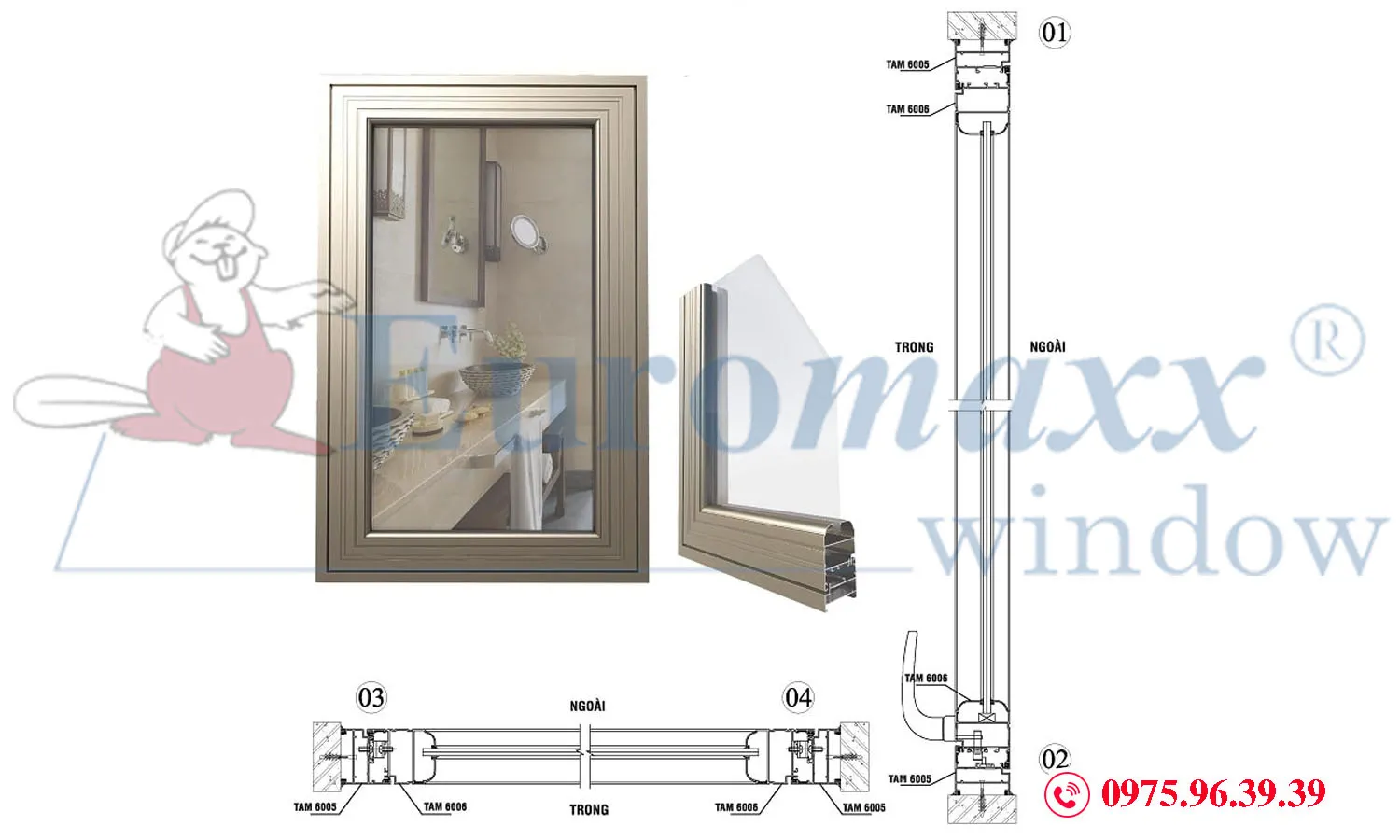 Mẫu cửa làm từ nhôm JMA, một thương hiệu từ Quảng Đông