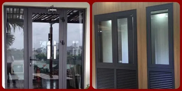 Cửa nhôm Xingfa màu xám ghi lắp đặt thực tế cho nhà ở dân dụng