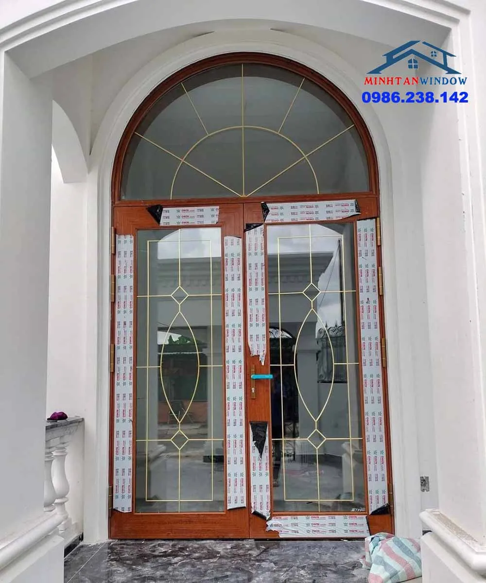cửa nhôm giả gỗ 01