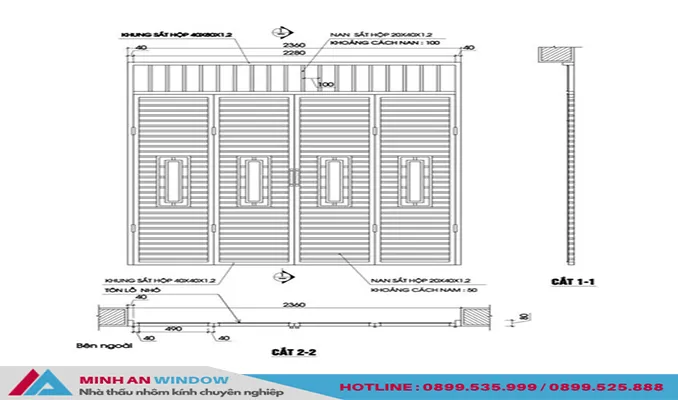 Kích thước Cửa sắt 4 cánh chuẩn theo phong thủy