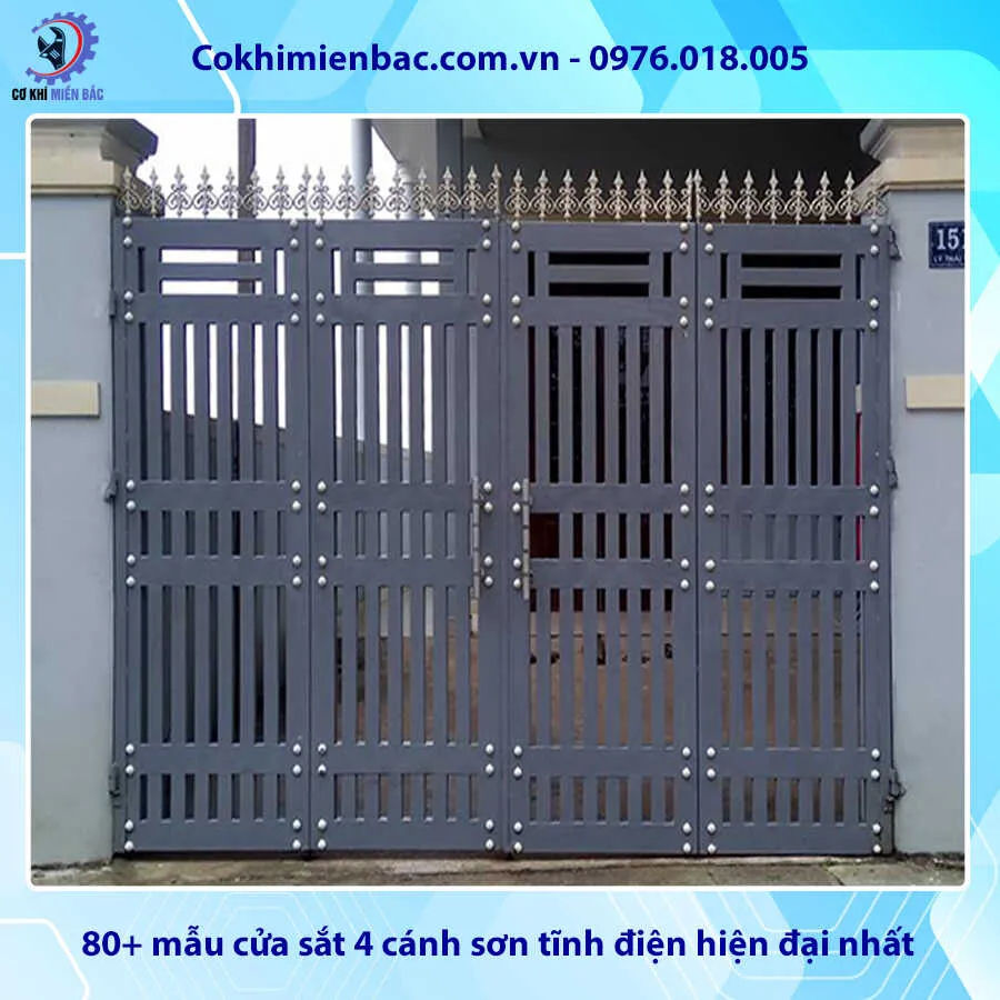 Mẫu cửa sắt 4 cánh sơn tĩnh điện phong cách cổ điển