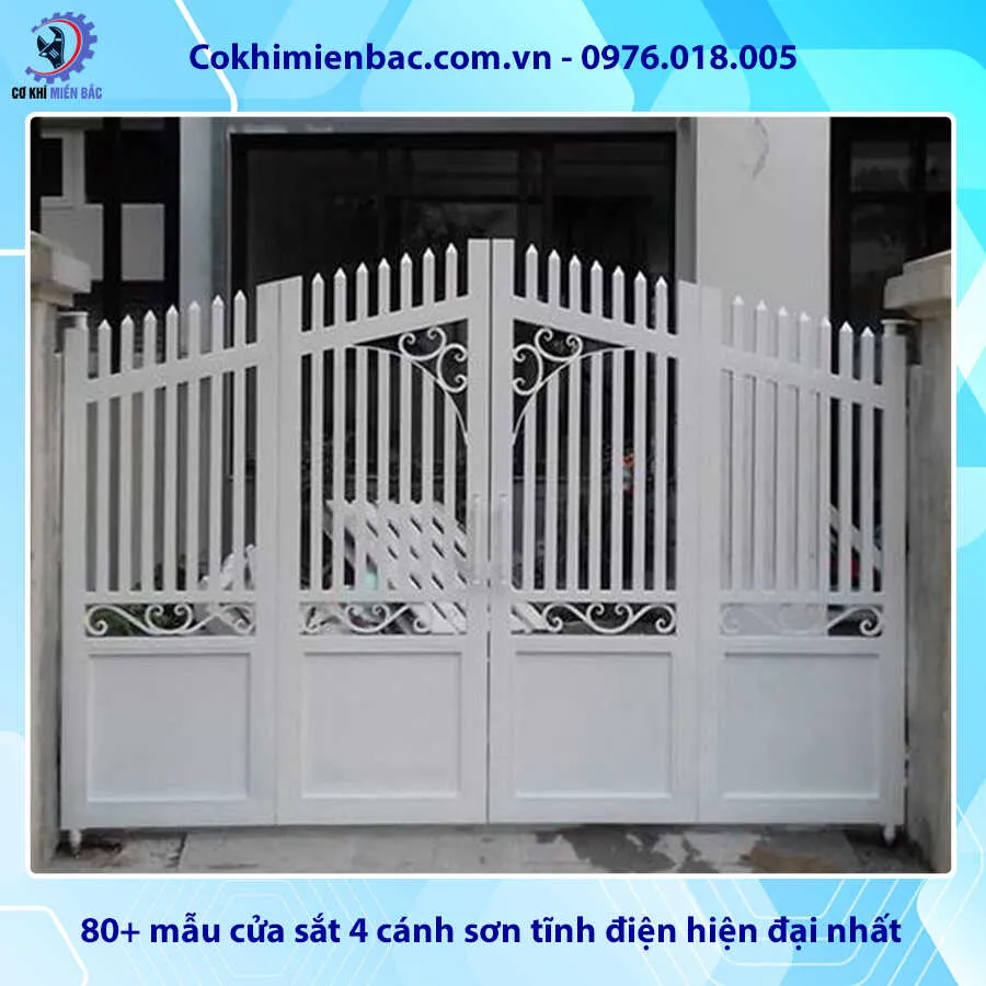 Mẫu cửa sắt 4 cánh sơn tĩnh điện thiết kế hiện đại