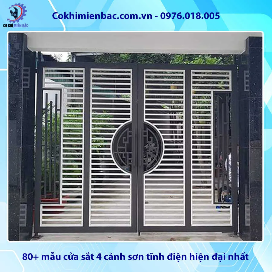 Mẫu cửa sắt 4 cánh sơn tĩnh điện hiện đại