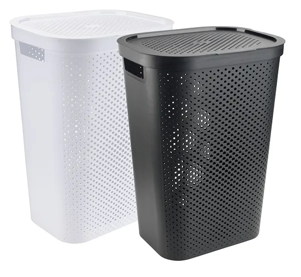 Giỏ đựng đồ giặt bằng nhựa INFINITY màu đen xám, kích thước 35x44x60cm