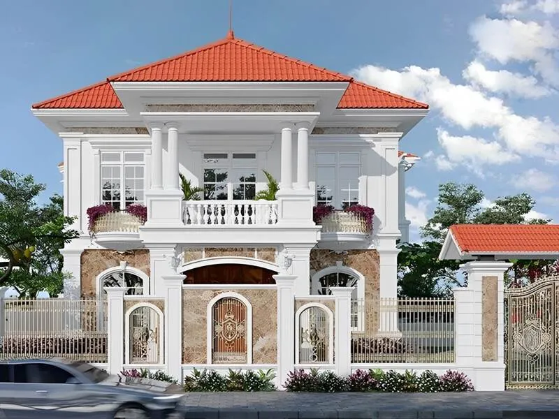 Hàng rào biệt thự tân cổ điển mái chéo