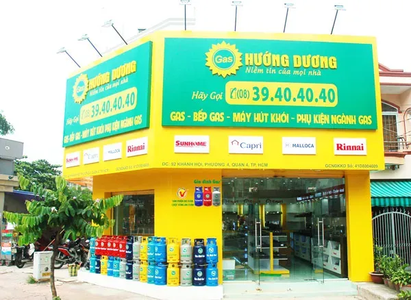 Mặt tiền cửa hàng Gas Hướng Dương - hệ thống chuỗi bán lẻ gas và thiết bị nhà bếp tại TPHCM