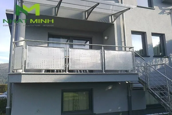 Mẫu lan can cầu thang inox đơn giản