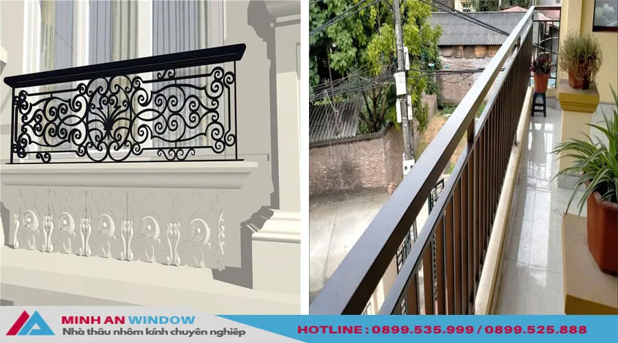 Thiết kế lan can sắt sơn tĩnh điện tinh xảo cho biệt thự
