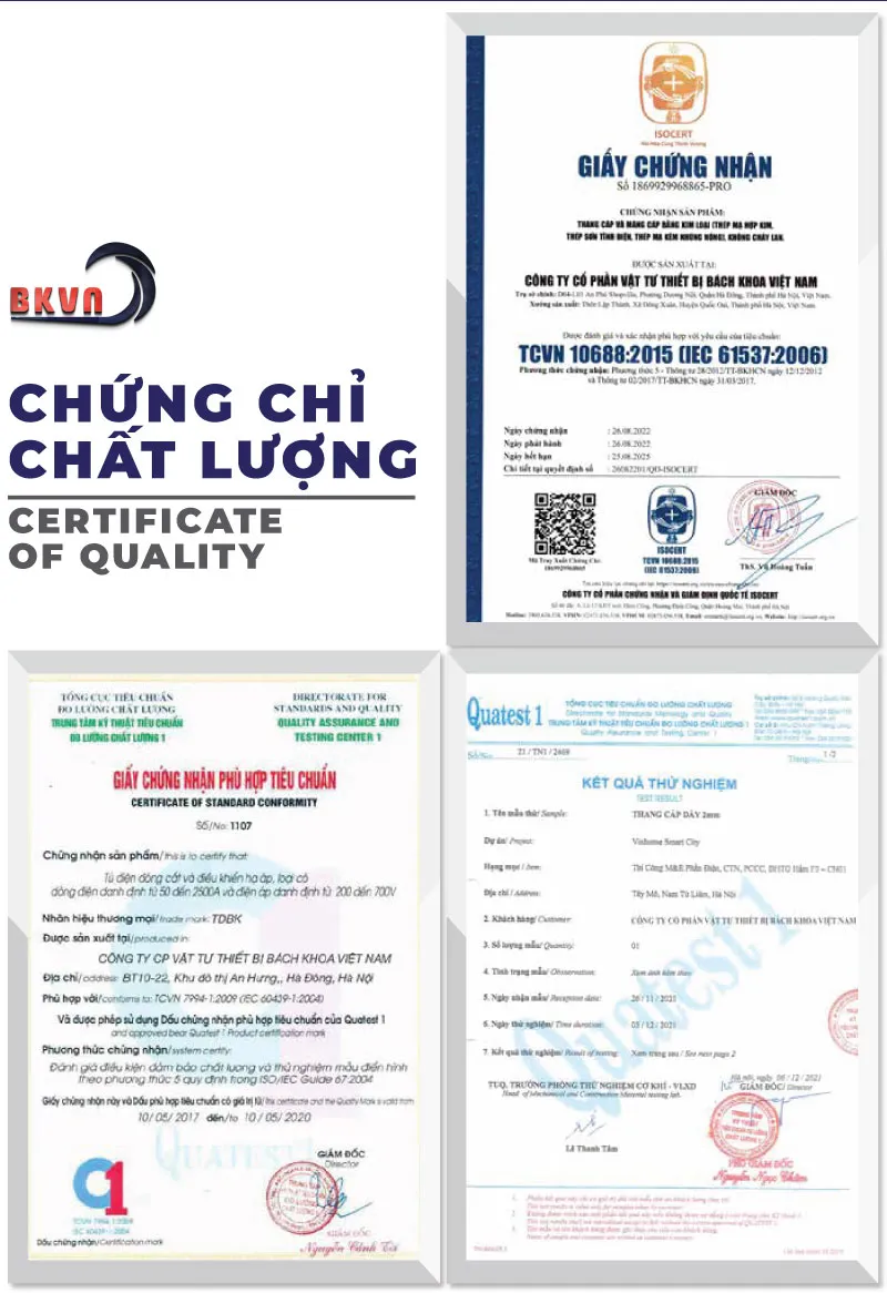 Máng cáp BKVN đạt chuẩn ISO
