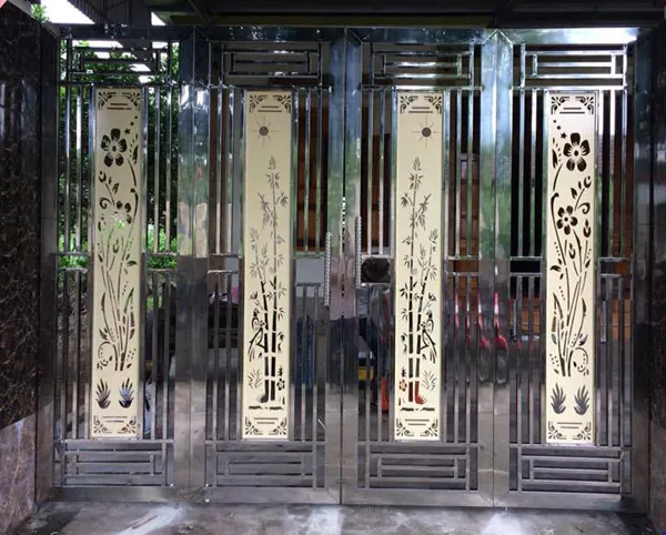 Mẫu cổng inox 4 cánh cắt hoa văn CNC độc đáo