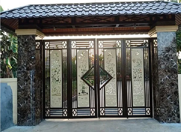mẫu cửa cổng inox cnc 4 cánh