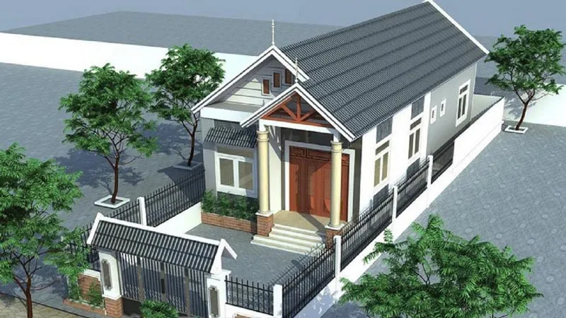 Mẫu nhà cấp 4 mái tôn hiện đại diện tích 5x20m