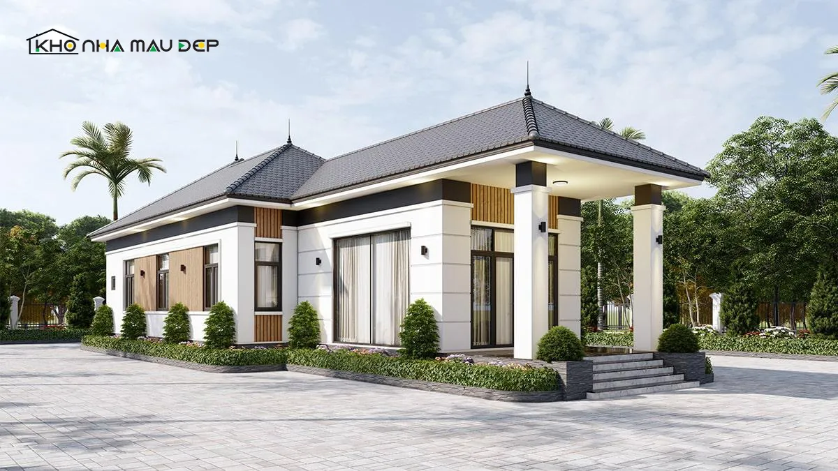 Nhà cấp 4 mái tôn với sân vườn