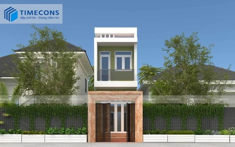 Nhà ống lợp mái tôn kiểu mái bằng