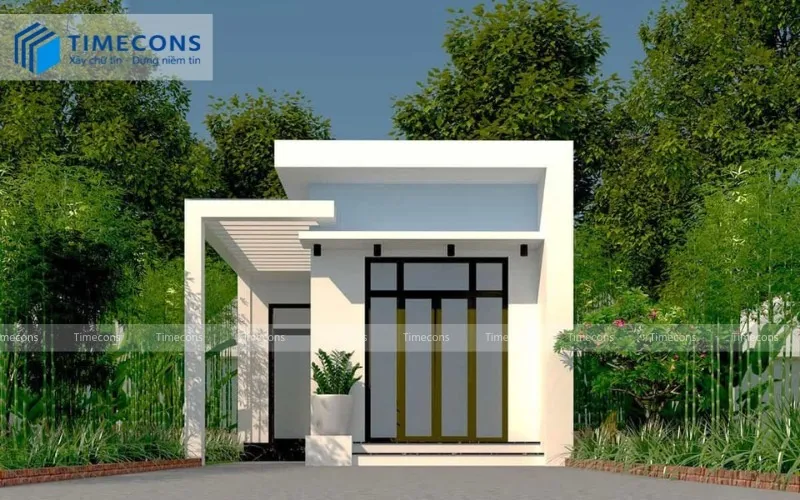 Nhà ống lợp mái tôn kiểu mái bằng đẹp