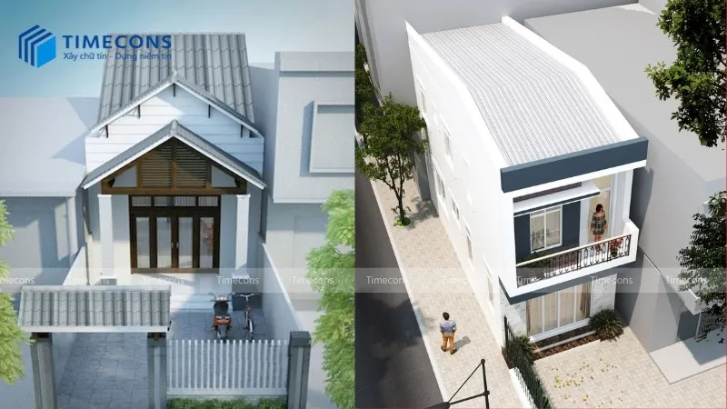 Nhà ống lợp mái tôn kiểu hai mái