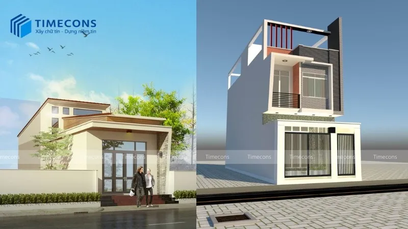 Nhà ống lợp mái tôn có tầng tum