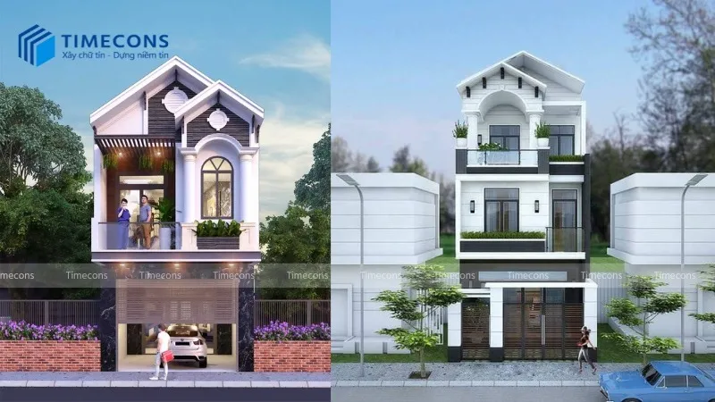 Nhà ống lợp mái tôn có gara