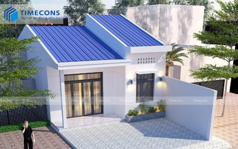 Mẫu nhà ống lợp mái tôn đẹp 1 tầng