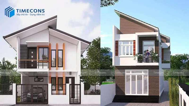 Nhà ống lợp mái tôn kiểu mái lệch