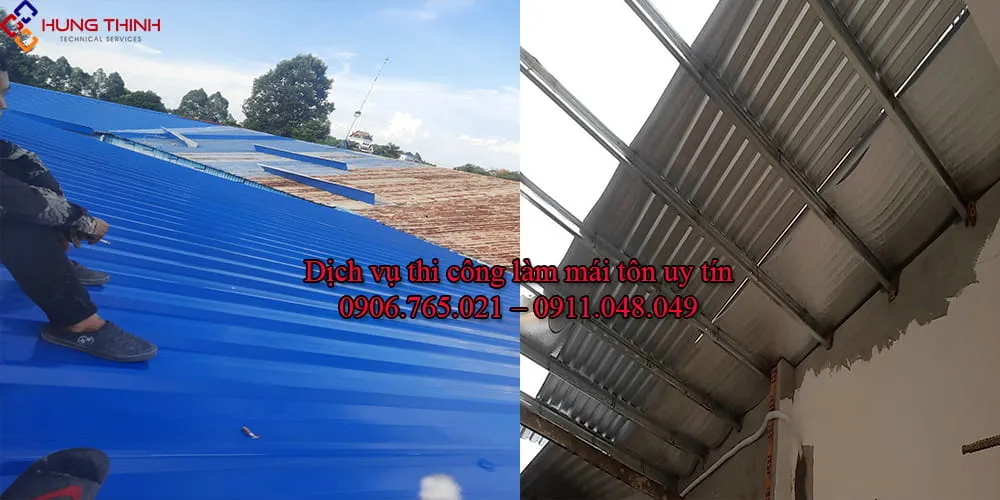 Thợ chuyên nghiệp thi công lợp mái tôn trọn gói
