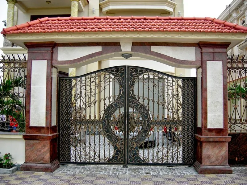 Mẫu trụ cổng hiện đại có mái