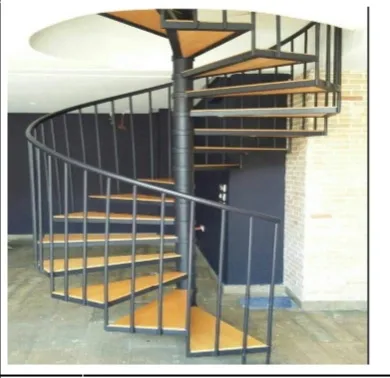 Cầu thang sắt xoắn ốc ốp gỗ