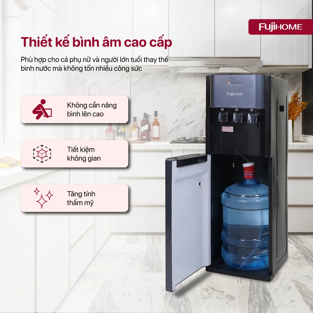 Cây nước nóng lạnh Fujihome WD211UE - Góc nhìn tổng thể