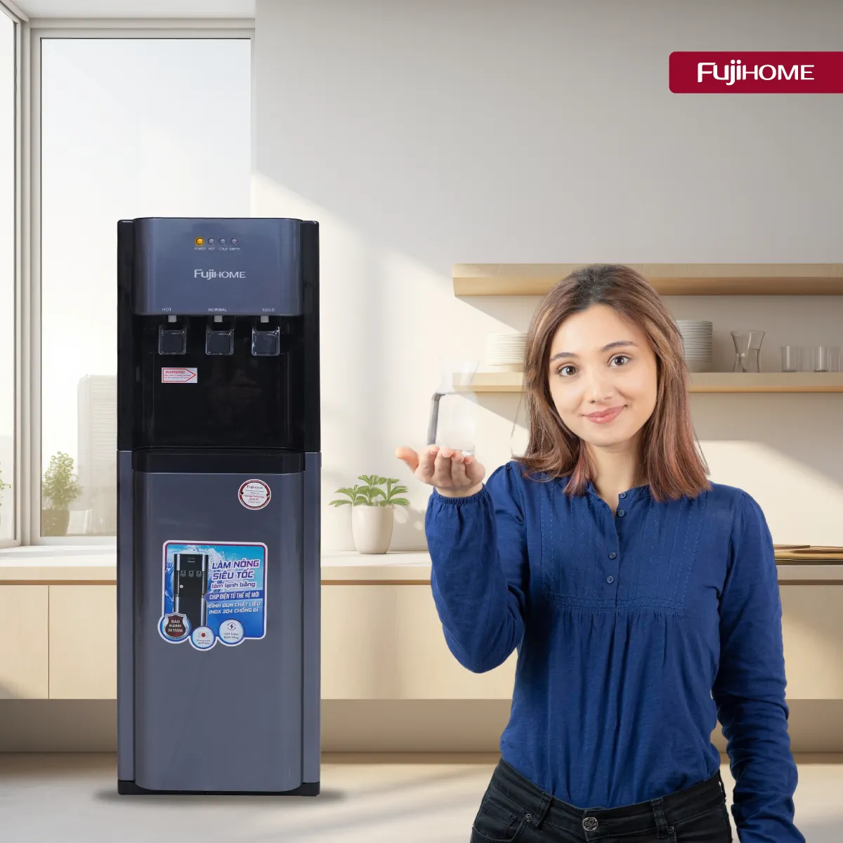 Cây nước nóng lạnh Fujihome WD211UE - Mặt sau máy