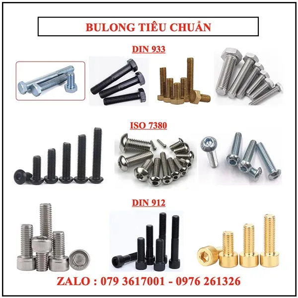 alt Bulong lục giác đầu trụ phổ biến, thường được sử dụng với vít bắn sắt để tăng độ chắc chắn
