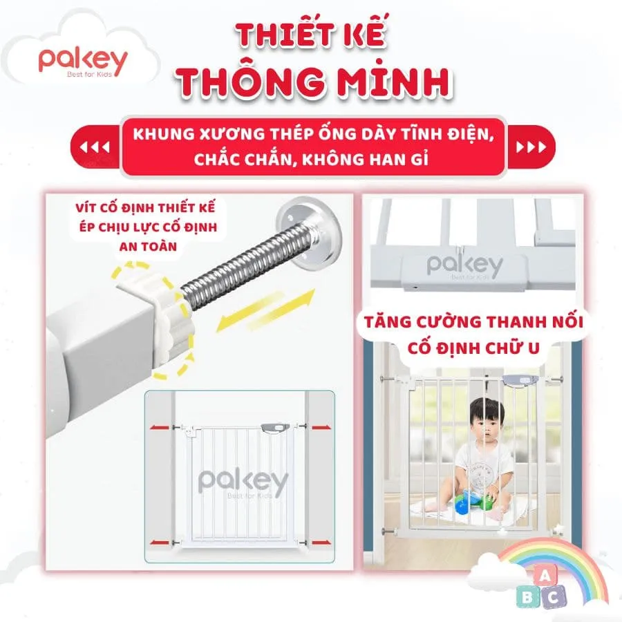 Chất liệu thép chắc chắn, bền bỉ của thanh chắn cửa Pakey