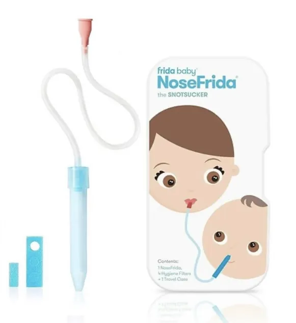 Dụng cụ hút mũi Nosefrida có thiết kế dạng ống thẳng, đầu ống hút được làm đủ lớn để mẹ có thể hút được chất nhầy trong mũi